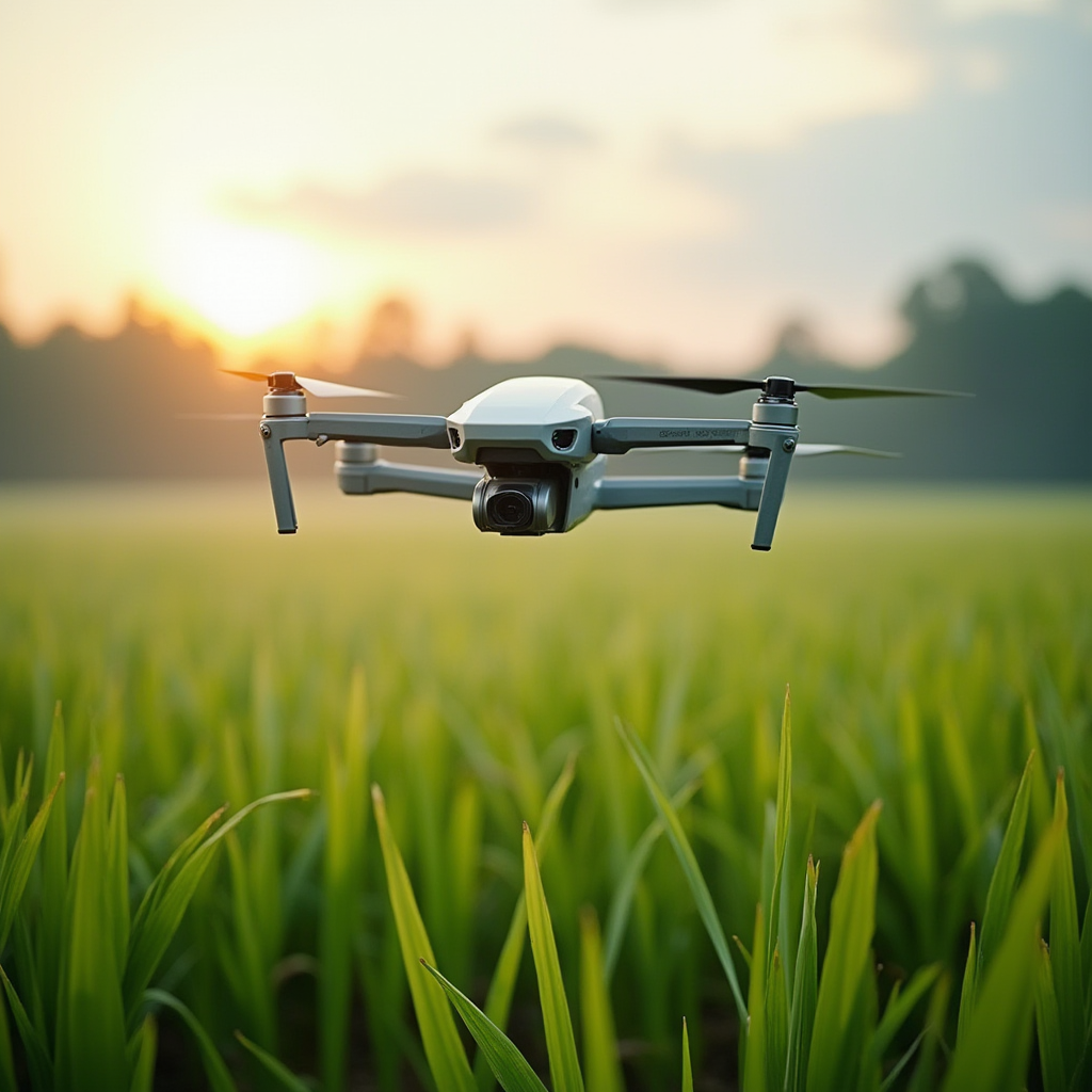 سمپاشی با پهپاد مزارع برنج